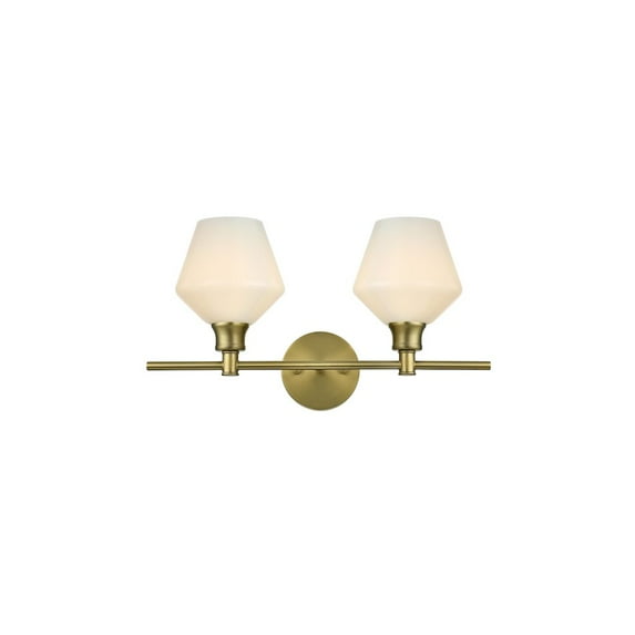 Living District Gene 2 Light Satin Gold And Frosted White Glass Wall Sconce