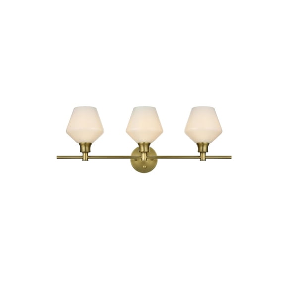 Living District Gene 3 Light Satin Gold And Frosted White Glass Wall Sconce