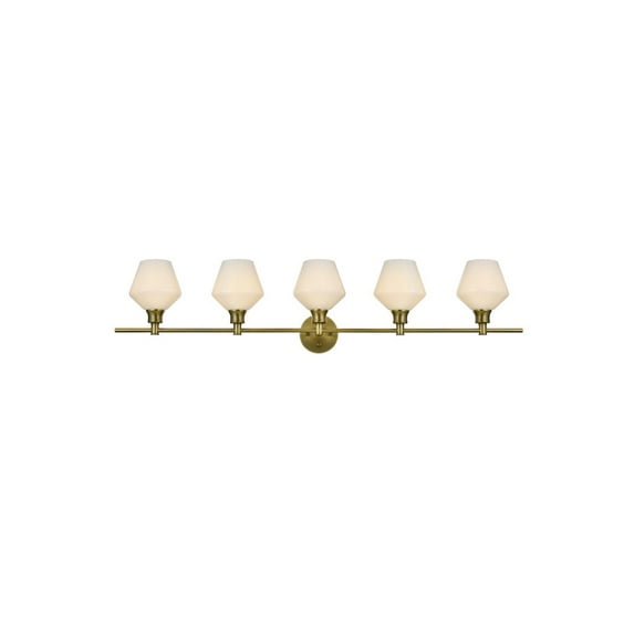 Living District Gene 5 Light Satin Gold and Frosted White Glass Wall Sconce