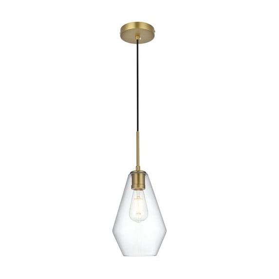 Living District Gene 7 Inch Pendant Clear Shade in Satin Gold