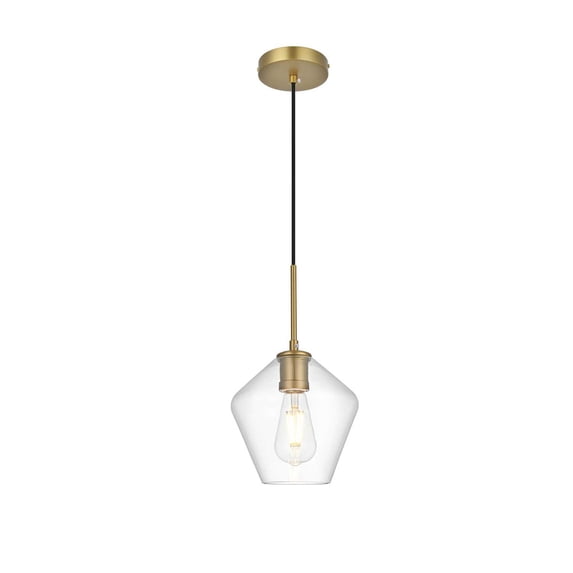 Living District Gene 8" Pendant Clear Shade In Satin Gold