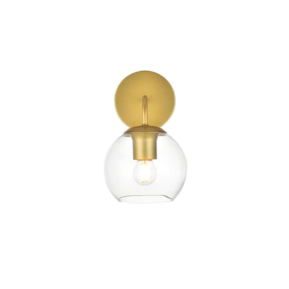 Living District Genesis 1-Light Iron & Glass Bath Sconce in Brass/Clear