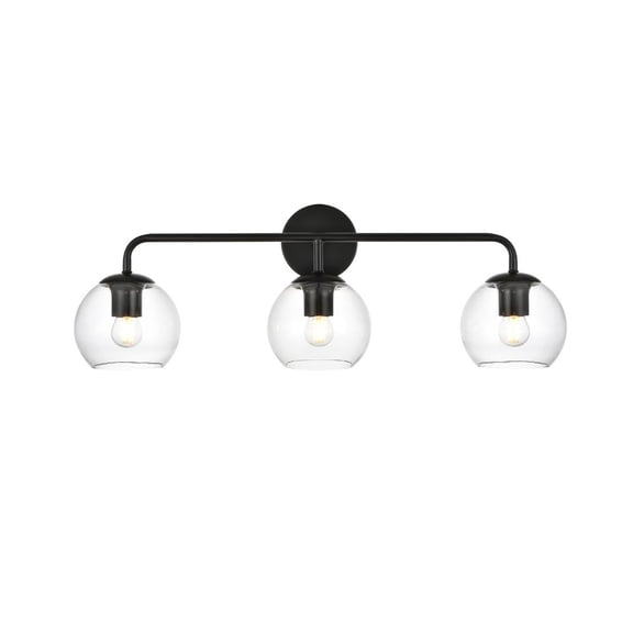 Living District Genesis 3-Light Iron & Glass Bath Sconce in Black/Clear