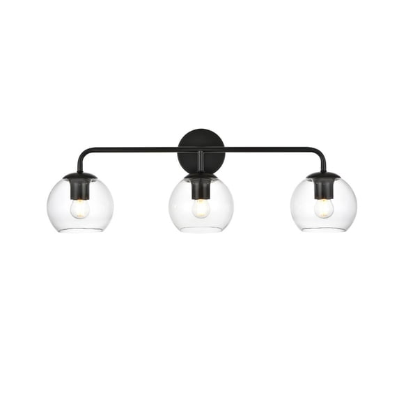 Living District Genesis 3-Light Iron & Glass Bath Sconce in Black/Clear