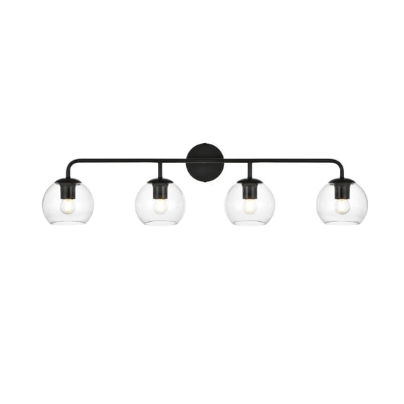 Living District Genesis 4-Light Iron & Glass Bath Sconce in Black/Clear