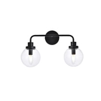 Living District Hanson 2-Light Metal Bath Sconce in Black and Clear