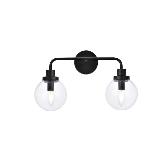 Living District Hanson 2-Light Metal Bath Sconce in Black and Clear