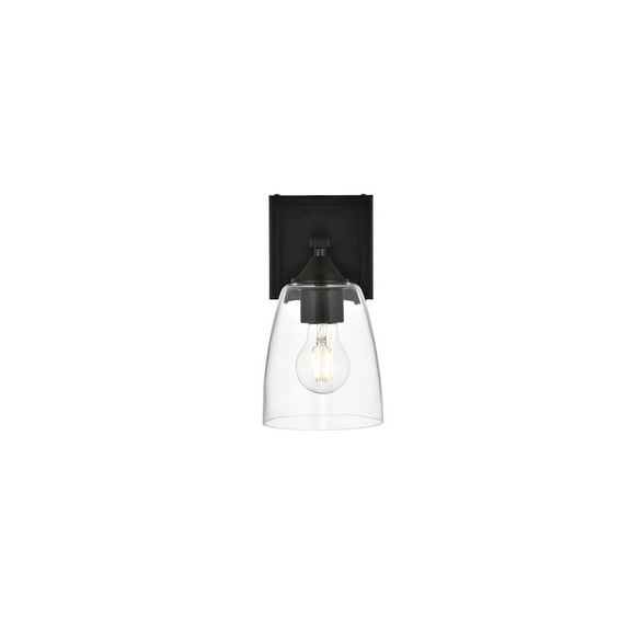 Living District Harris 1-Light Iron & Glass Bath Sconce in Black/Clear