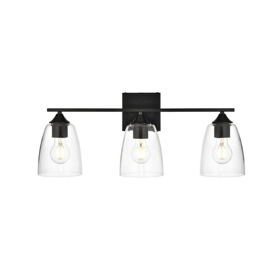 Living District Harris 3 light Black and Clear Bath Sconce