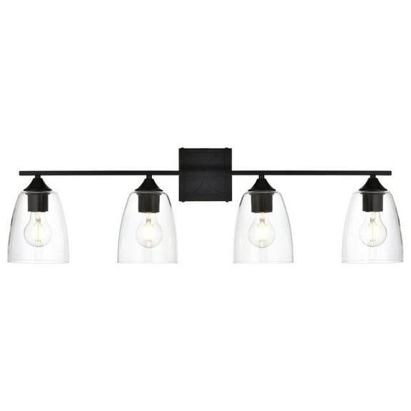 Living District Harris 4 Light Black And Clear Bath Sconce