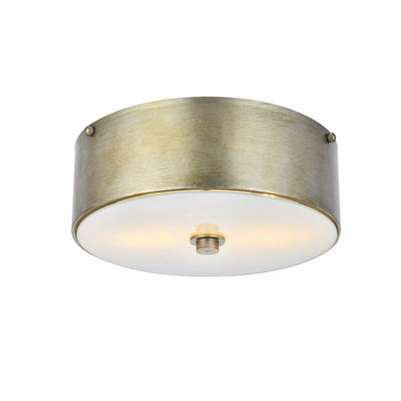 Living District Hazen 2-Light Metal Flush Mount in Vintage Silver/Frosted White