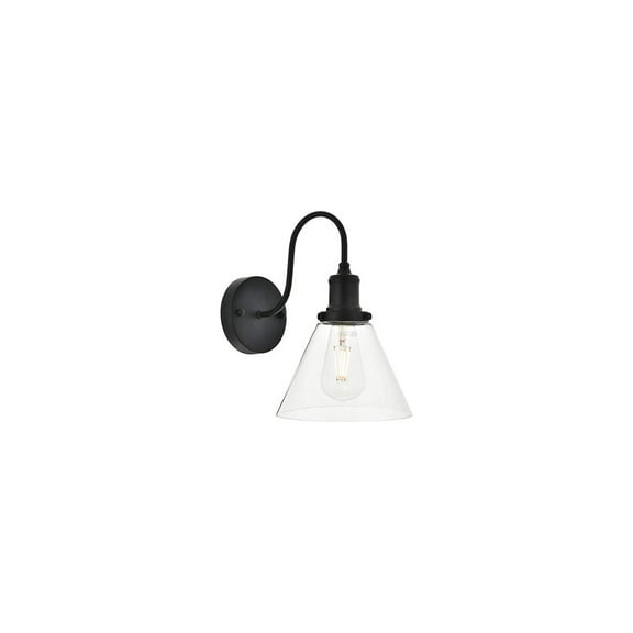 Living District Histoire 1-Light Metal Wall Sconce in Black and Clear