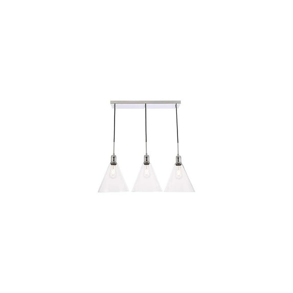 Living District Hugh 3 light Chrome and Clear glass pendant