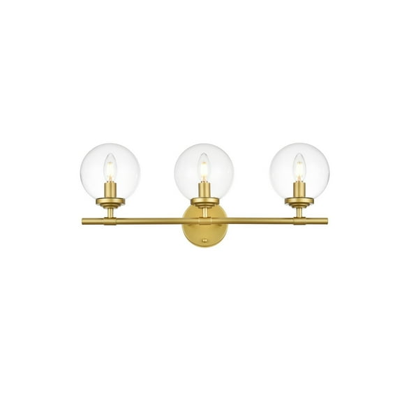 Living District Ingrid 3 Light Brass And Clear Bath Sconce