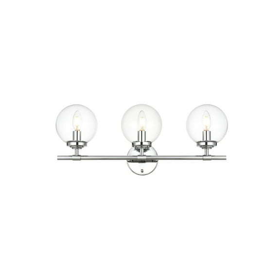 Living District Ingrid 3 Light Chrome And Clear Bath Sconce