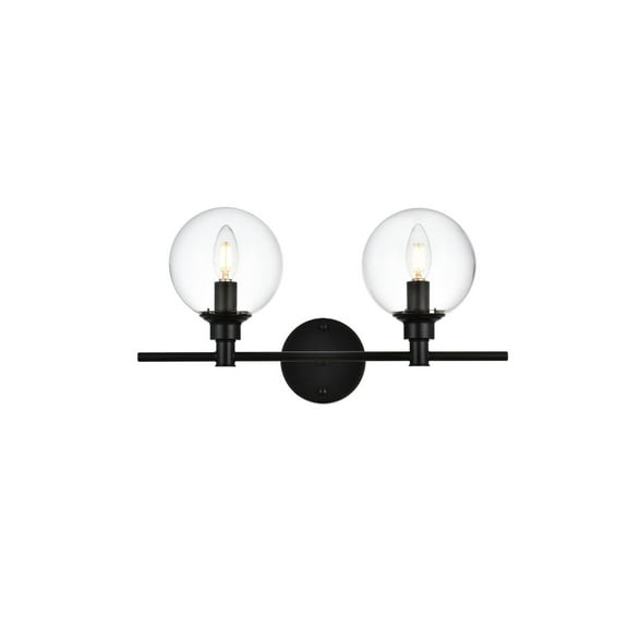 Living District Jaelynn 2 Light Black And Clear Bath Sconce