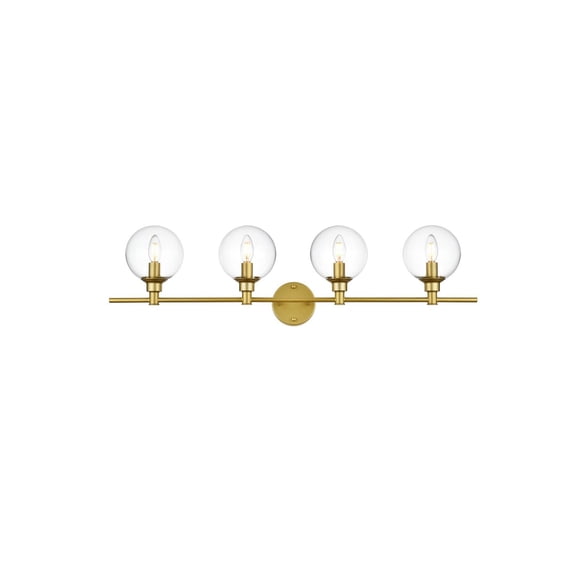 Living District Jaelynn 4-Light Iron & Glass Bath Sconce in Brass/Clear