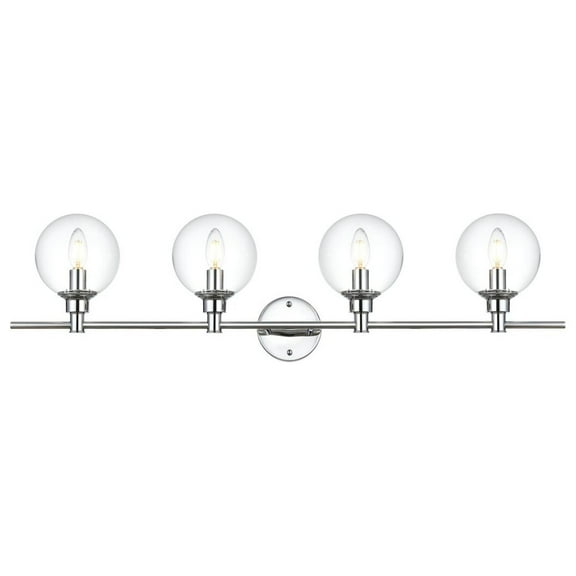 Living District Jaelynn 4 Light Chrome And Clear Bath Sconce