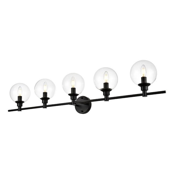 Living District Jaelynn 5-Light Iron & Glass Bath Sconce in Black/Clear