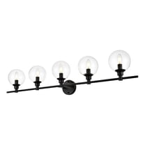 Living District Jaelynn 5-Light Iron & Glass Bath Sconce in Black/Clear