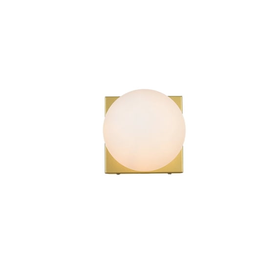 Living District Jaylin 1-Light Iron & Glass Bath Sconce in Brass/Frosted White