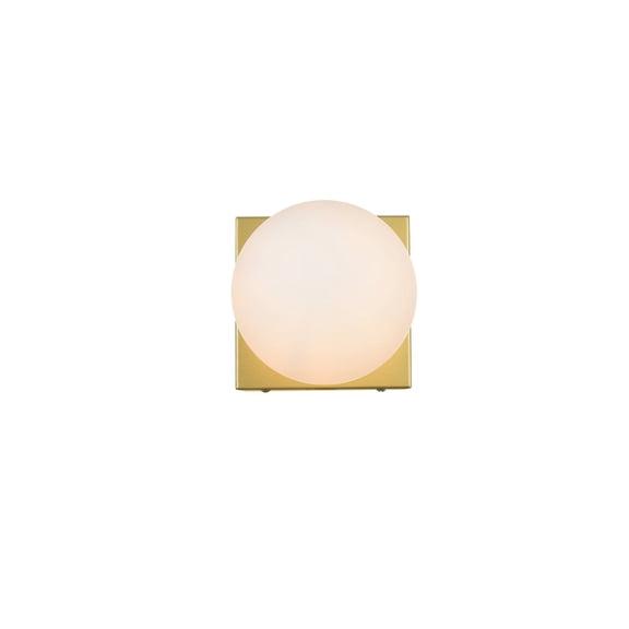 Living District Jaylin 1-Light Iron & Glass Bath Sconce in Brass/Frosted White