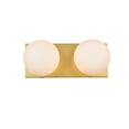 thumbnail image 1 of Living District Jaylin 2-Light Iron & Glass Bath Sconce in Brass/Frosted White, 1 of 6