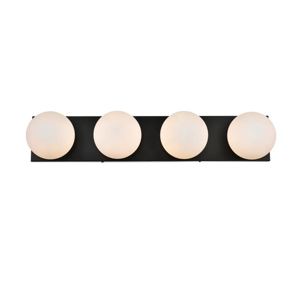 Living District Jaylin 4-Light Iron & Glass Bath Sconce in Black/Frosted White