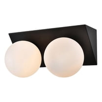Living District Jillian 2-Light Iron & Glass Bath Sconce in Black/Frosted White