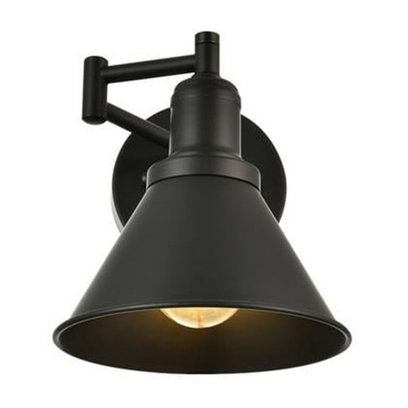 Living District Judson 1-Light Metal Swing Arm Wall Sconce in Black