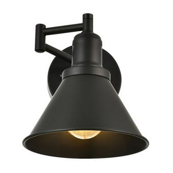 Living District Judson 1-Light Metal Swing Arm Wall Sconce in Black