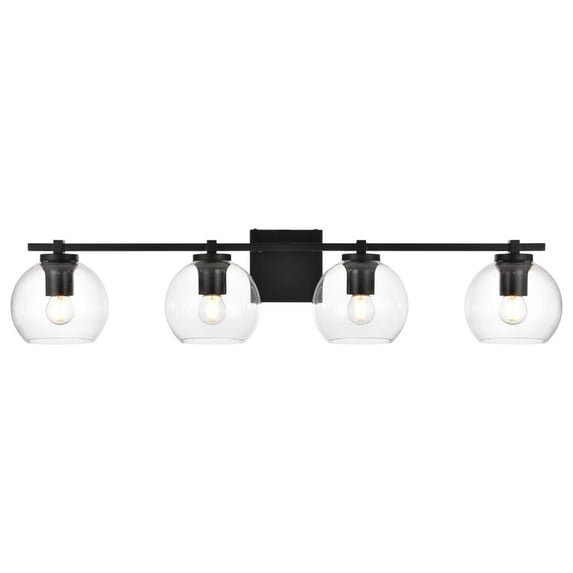 Living District Juelz 4-Light Iron & Glass Bath Sconce in Black/Clear
