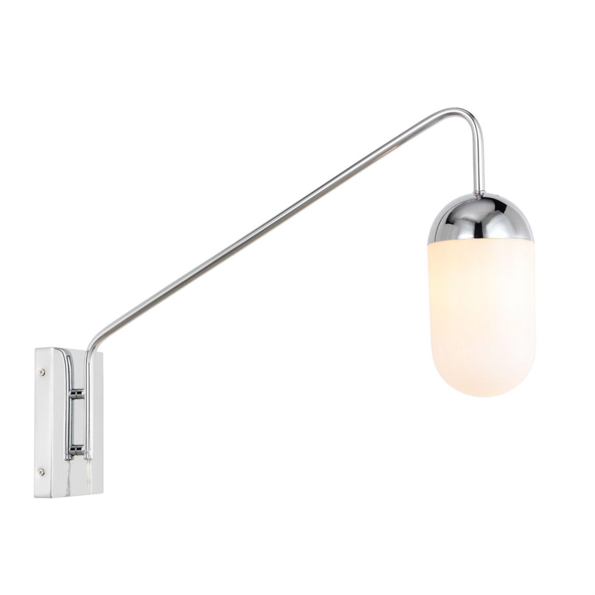 Contemporary Chrome & Frosted White Glass Dimmable Wall Sconce