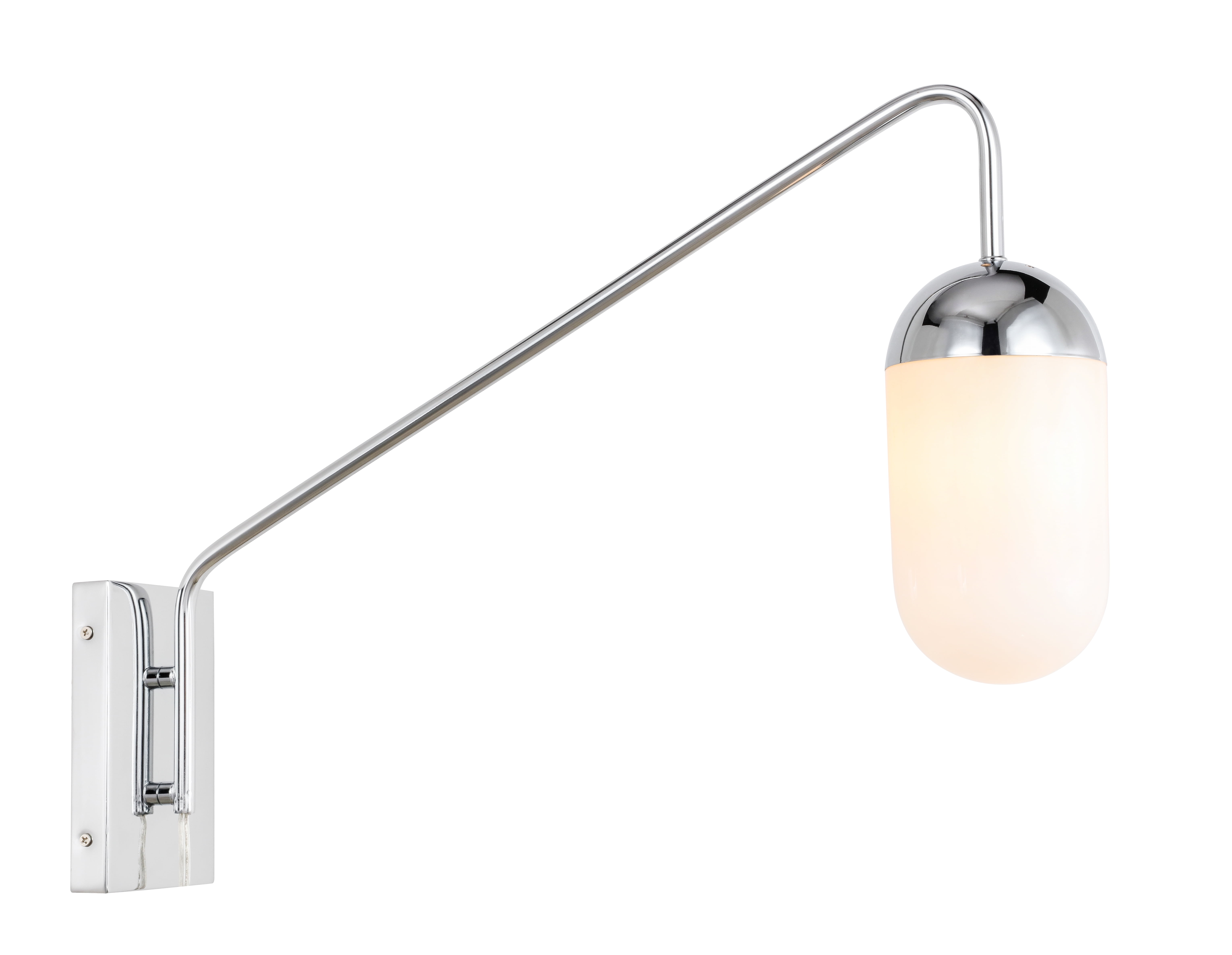 Contemporary Chrome & Frosted White Glass Dimmable Wall Sconce