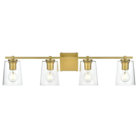 Living District Kacey 4 Light Brass And Clear Bath Sconce