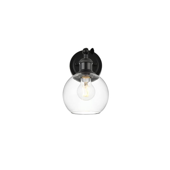 Living District Kai 1-Light Metal & Glass Bath Sconce in Black/Clear