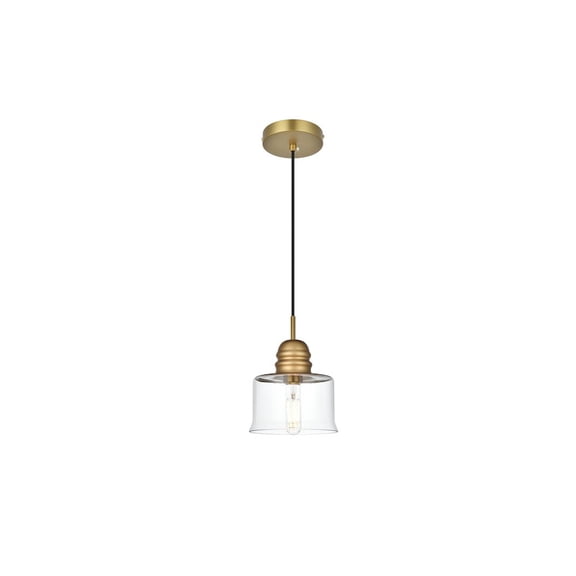 Living District Kenna 6.5 Inch Pendant Clear Shade in Satin Gold