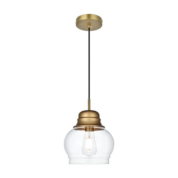 Living District Kenna 8 Inch Pendant Clear Shade in Satin Gold