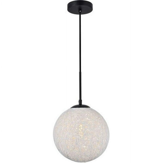 Living District LD2233BK Malibu 1 Light Pendant Ceiling Light with Frosted White Glass, Black
