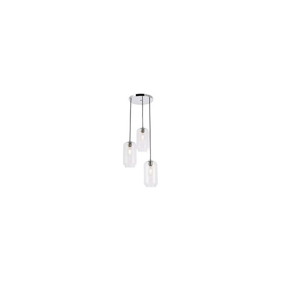 Living District Collier 3 light Chrome and Clear glass pendant