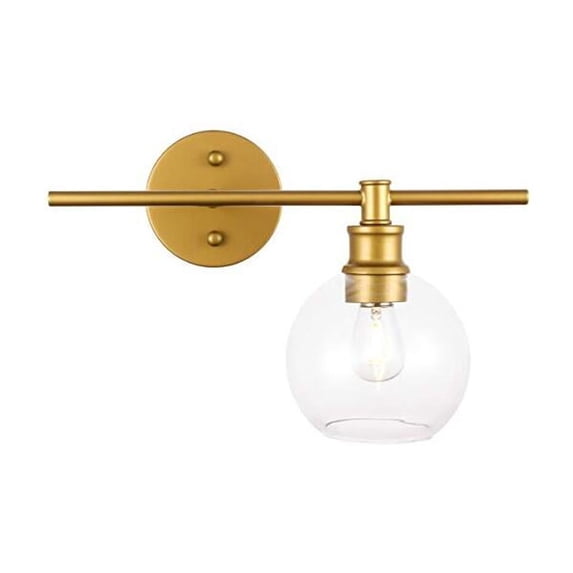 Living District LD2302BR Collier 1 Light Brass & Clear Glass Right Wall Sconce