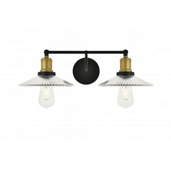 Living District LD4040W21BRB Waltz 2 Light Brass & Black Wall Sconce