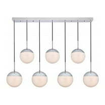 Living District LD6088C Eclipse 7 Lights Pendant Ceiling Light with Frosted White Glass, Chrome