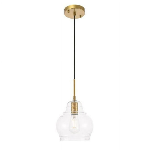 Living District Pierce 1 light Brass and Clear seeded glass pendant