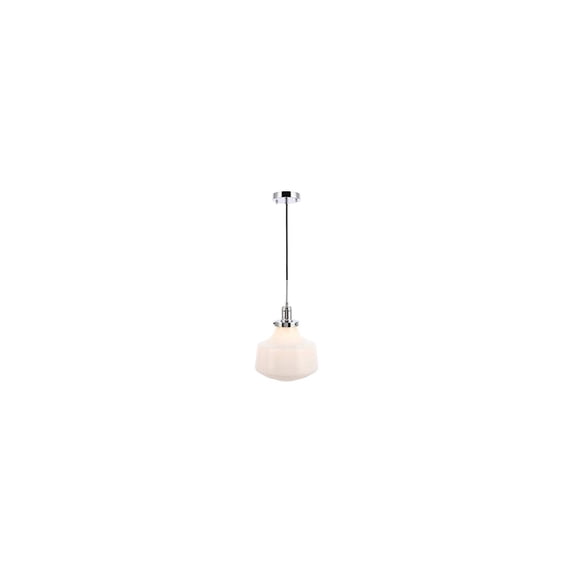 Lyle 1 light Chrome and frosted white glass pendant