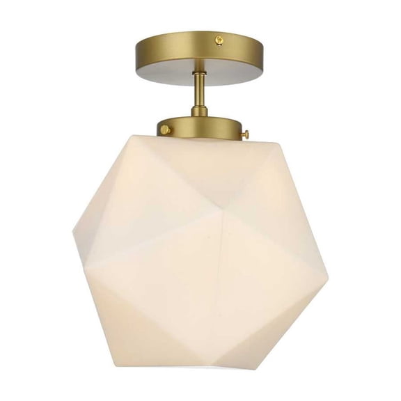 Living District Lawrence 10" Flush Mount Frosted White Shade In Satin Gold