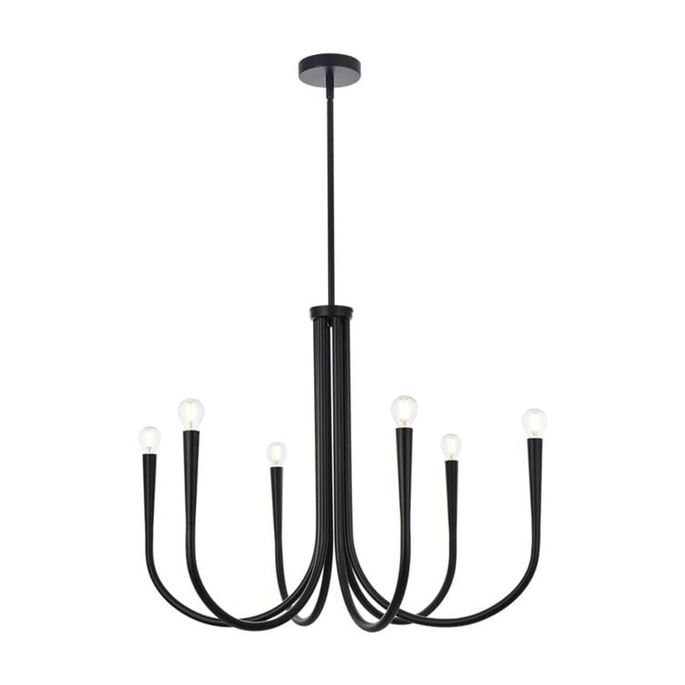 Modern Black Metal 6-Light Candle Chandelier
