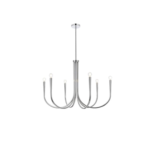 Living District Layne 36" 6-Light Transitional Metal Chandelier in Chrome