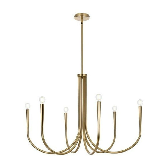 Living District Layne 36" 6-Light Transitional Metal Chandelier in Gold