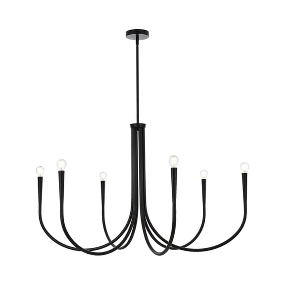 Living District Layne 42" 6-Light Transitional Metal Chandelier in Black